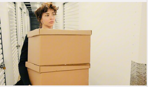 Nicole carrying donated boxes for the Sustainability outreach